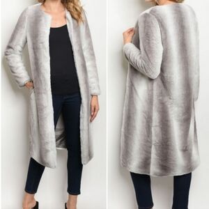 Grey faux fur coat